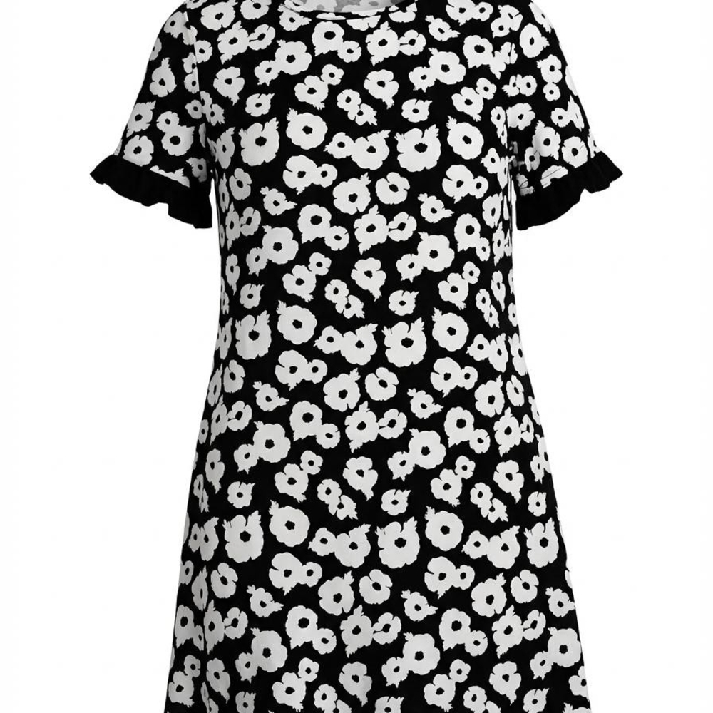 MICHAEL Michael Kors Black and White Floral Midi Dress